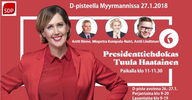 Tuula Haatainen Myyrmannissa 27.01.