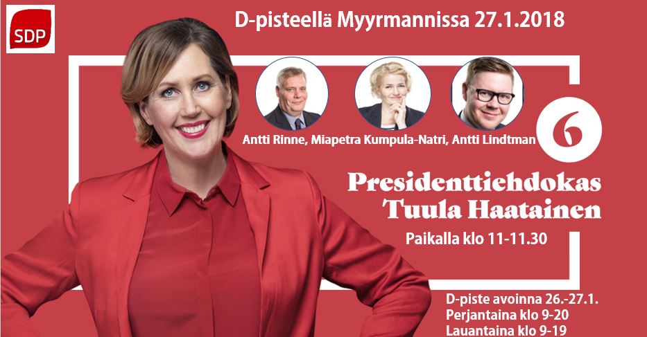 Tuula Haatainen Myyrmannissa 27.01.