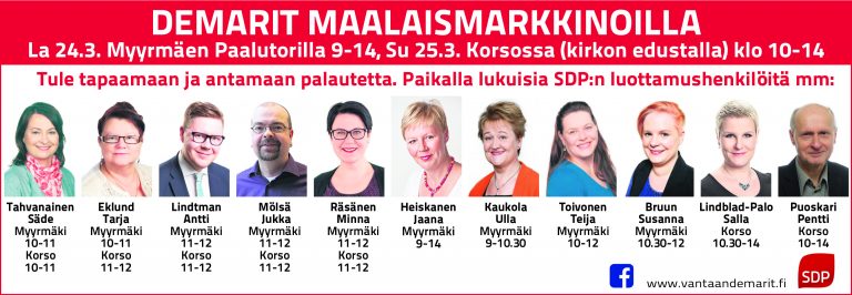 Demarit maalaismarkkinoilla la 24.3.