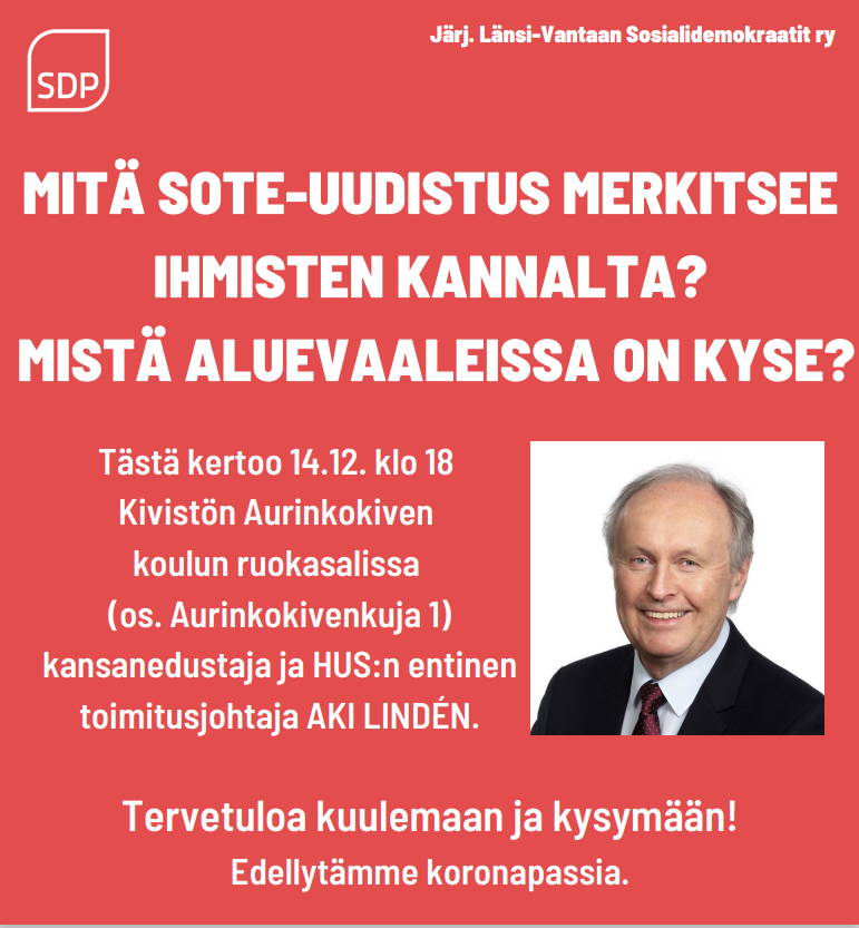 Aki Lindén Aurinkokiven koululla 14.12. klo 18