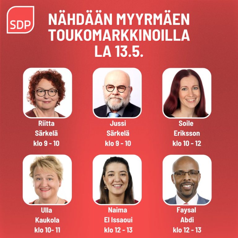 Vantaan demarit toukomarkkinoilla lauantaina 13.5. klo 9-13